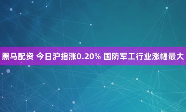 黑马配资 今日沪指涨0.20% 国防军工行业涨幅最大