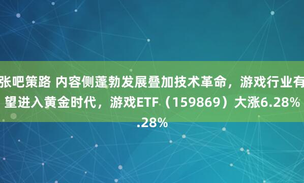 张吧策路 内容侧蓬勃发展叠加技术革命，游戏行业有望进入黄金时代，游戏ETF（159869）大涨6.28%